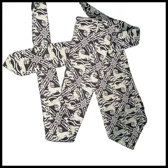 Vintage Wide Necktie with Heraldic Lions, Geek Chic Tie Early 60s - Picture 6 of 11